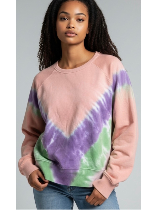 Daydreamer Tops - Daydreamer Free People Flying V Varsity Tie Dye Crew Sweatshirt Women’s Size XS